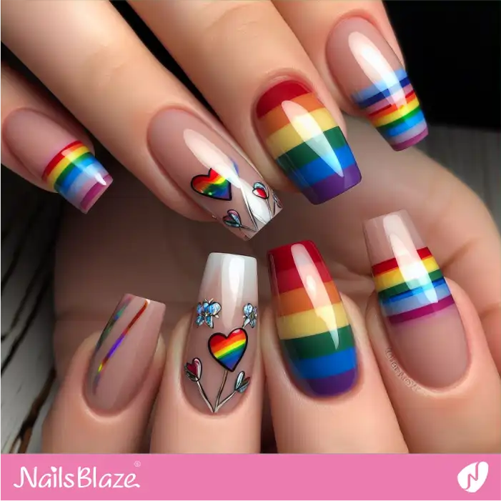 Rainbow French Theme Nail Design | Pride | LGBTQIA2S+ Nails - NB2051
